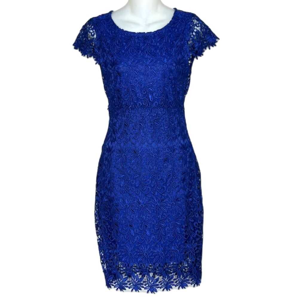 RUBBER DUCKY LULU'S SEXY "SUITE LIFE" ROYAL BLUE LACE BACKLESS DRESS SIZE MEDIUM